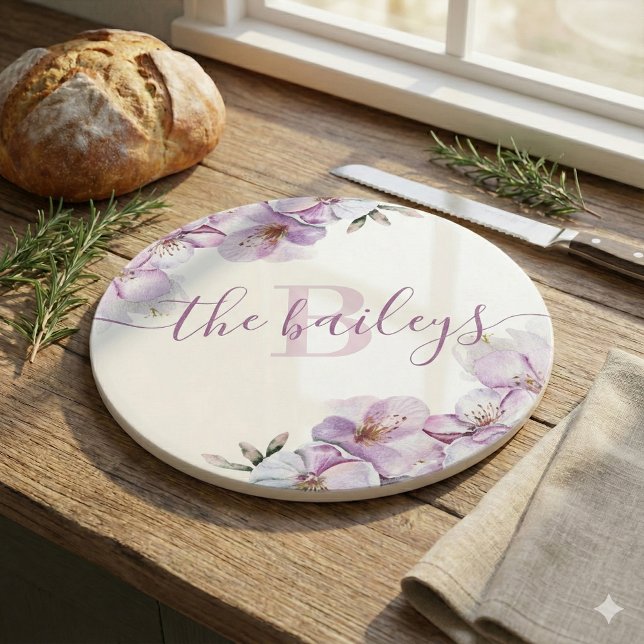 Monogrammiertes Kirschblüten-Schneidbrett Schneidebrett (This beautiful personalized cutting board would make a great wedding or bridal shower gift! )