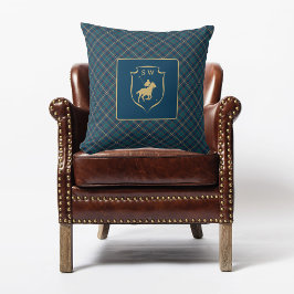 Monogrammiertes Klassisches Tartan Karo Polo Eques Kissen