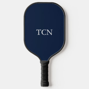 Monogrammiertes Navy Blau Weiß Klassisches Geschen Pickleball Schläger