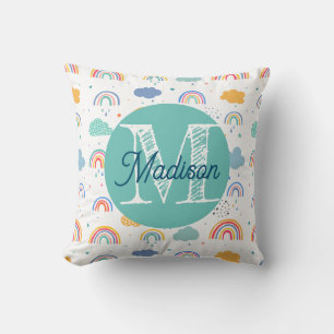 Monogrammiertes personalisiertes Regenbogenkissen Kissen
