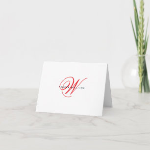 Monogrammiertes Rot und Navy gefaltete Dankeschön Dankeskarte