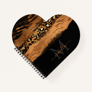Monogrammiertes Schwarz-Gold-Elegantes-Skript-Kupf Notizbuch