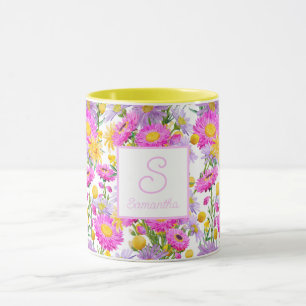 Monogrammiertes Sommer Cottage-Garten Weiß Tasse