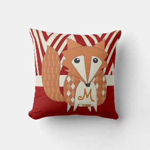 Monogrammiertes Stilisiertes Fuchs Kissen