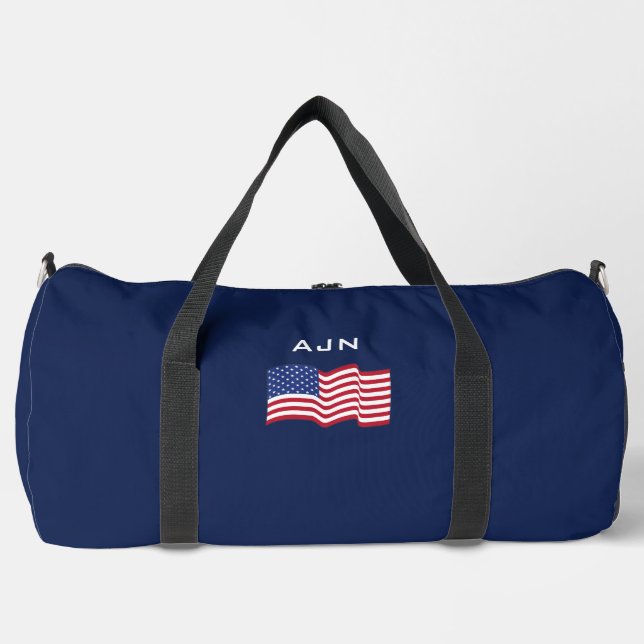 Monogrammiertes US-Flagge großes Reisetasche Duffle Bag (Vorderseite)