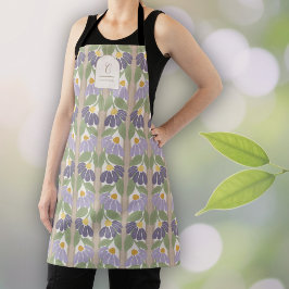 Monogrammiertes Vintage-Lila-Blumen-Schürze Schürze
