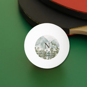 Monogrammiertes Wald- und Berg-Natur-Wasserfarbenb Tischtennisball