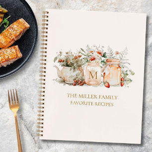 Monogrammiertes Waldblumen-Botanik-Familienrezept Notizbuch