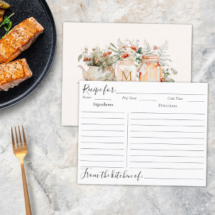 Monogrammiertes Waldblumen-Botanik-Rezeptkarte