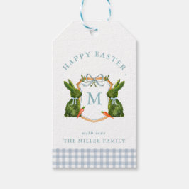 Monogrammiertes Wappen-Topiary-Kaninchen Ostern Geschenkanhänger