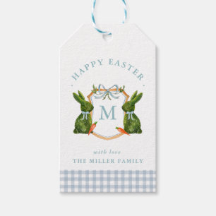 Monogrammiertes Wappen-Topiary-Kaninchen Ostern Geschenkanhänger