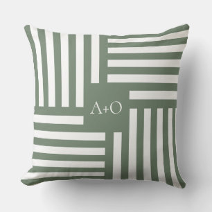 Monogrammkissen mit grünen Streifen als Geschenk z Kissen
