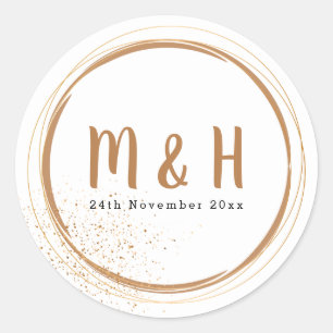 Monogrammkreis Gold mit Glitzer Runder Aufkleber