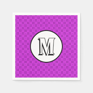 Monogrammkreise und -quadrate auf einem lila Muste Serviette