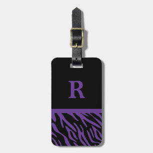 Monogrammlila Zebra-Streifen-Gepäck-Umbau Gepäckanhänger