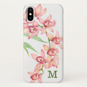 Monogrammm   Aquarellfarbene rosa Blume Case-Mate iPhone Hülle