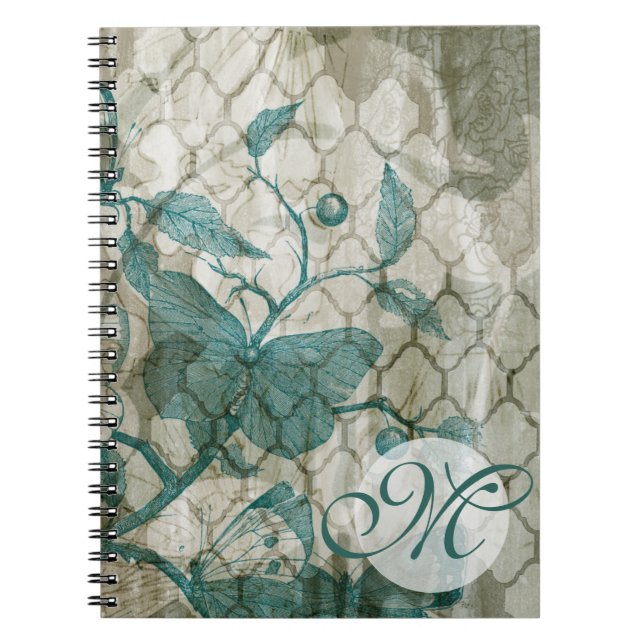 Monogrammm | Arabesque Butterflies V Notizblock (Vorderseite)