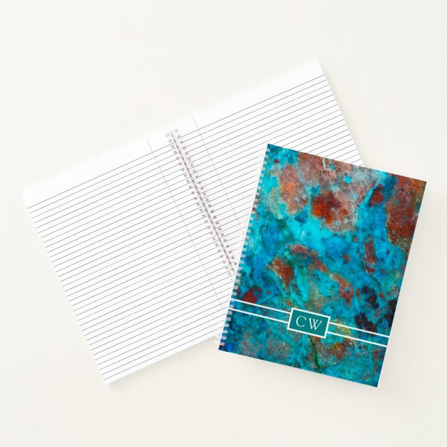 Monogrammm | Blue Shattuckite Notizbuch (Innenseite)