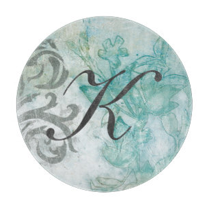Monogrammm   Blume Spray II Schneidebrett