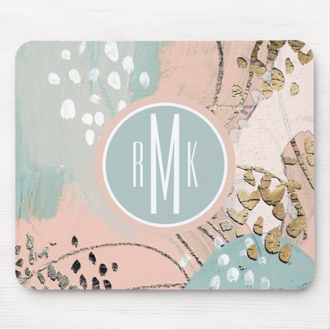 Monogrammm | Blush & Gold I Mousepad (Vorne)