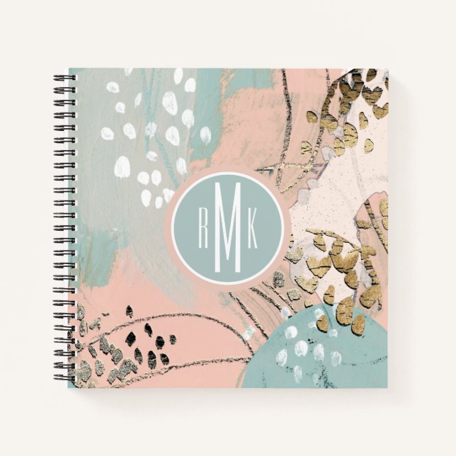 Monogrammm | Blush & Gold I Notizbuch (Vorderseite)