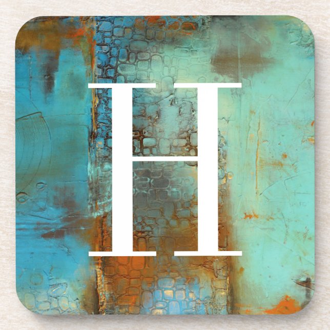 Monogrammm | Deja Blue Getränkeuntersetzer (Vorderseite)