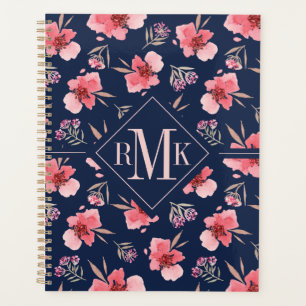 Monogrammm Dunkelrosa Wasserfarbmuster Planer