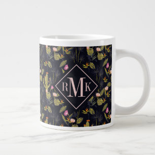 Monogrammm Dunkles Sommernachtmuster Jumbo-Tasse