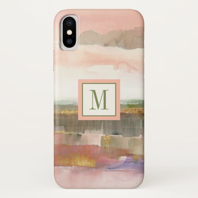 Monogrammm| Einfluss der Linien - und Farbgold - K Case-Mate iPhone Hülle (Rückseite)