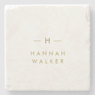 Monogrammm   Eleganter Minimalistischer Marmor Steinuntersetzer