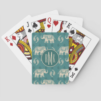 Monogrammm | Elephant Aquamarin Caravan Muster Spielkarten