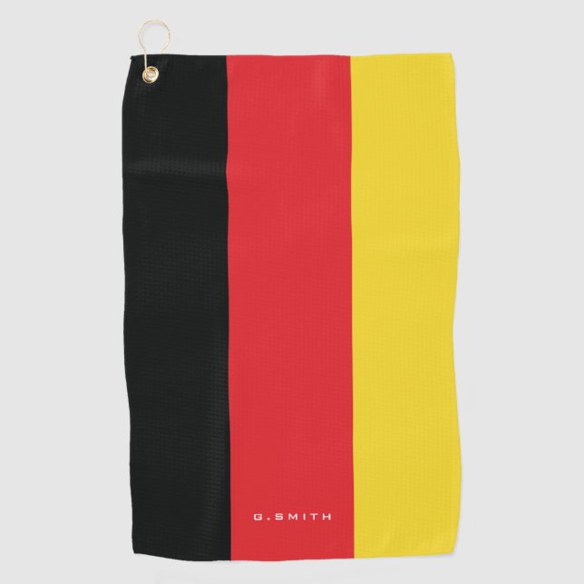 Monogrammm.Farben der deutschen Flagge. Golfhandtuch (Vorderseite)