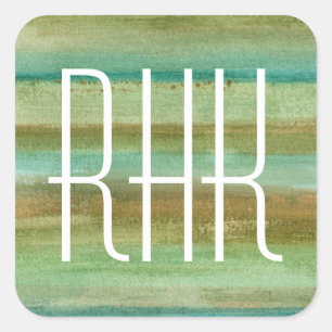 Monogrammm   Felder im Frühjahr I Quadratischer Aufkleber