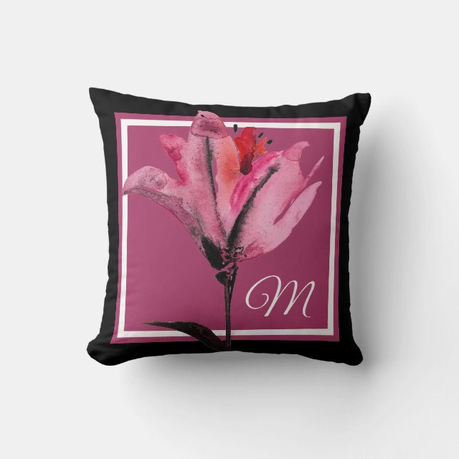 Monogrammm | Floral Watercolor II Kissen (Vorderseite)