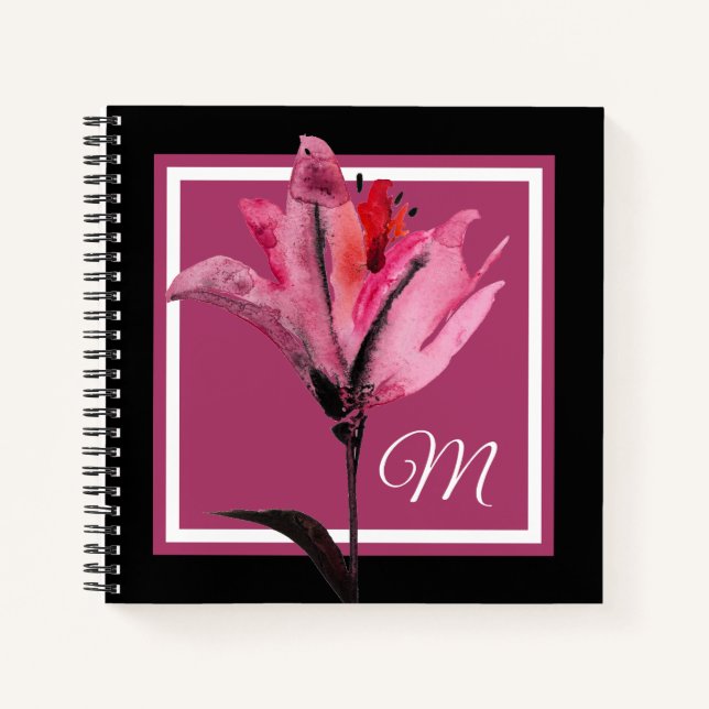 Monogrammm | Floral Watercolor II Notizbuch (Vorderseite)