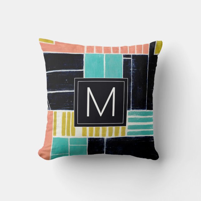 Monogrammm | Geometrische Blöcke Kissen (Vorderseite)