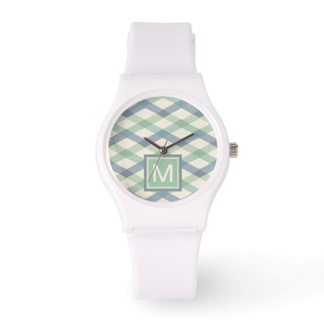 Monogrammm | Geometrisches Muster der Pastel Armbanduhr (Vorderseite)