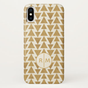 Monogrammm Geoschritt Geometrisches Gold iPhone X Hülle
