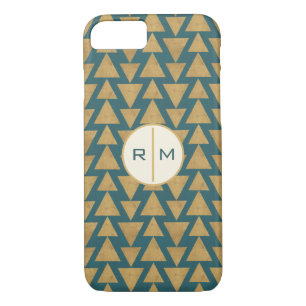 Monogrammm  Geoschritt  Gold & Dark Aquamarin Pat iPhone 8/7 Hülle