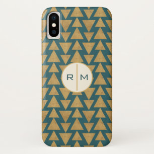 Monogrammm  Geoschritt  Gold & Dark Aquamarin Pat Case-Mate iPhone Hülle