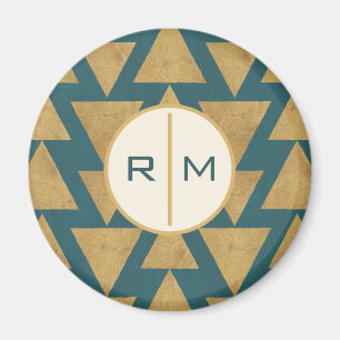 Monogrammm  Geoschritt  Gold & Dark Aquamarin Pat Magnet