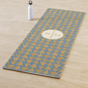 Monogrammm Geoschritt Gold- und Blaumuster Yogamatte