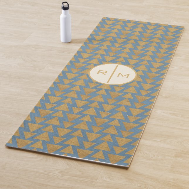 Monogrammm| Geoschritt| Gold- und Blaumuster Yogamatte (Beispiel)