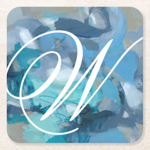 Monogrammm   gequetscht rechteckiger pappuntersetzer