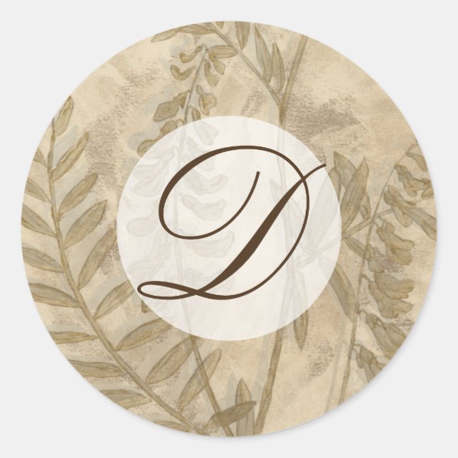 Monogrammm | Gilded Foliage I Runder Aufkleber (Vorderseite)