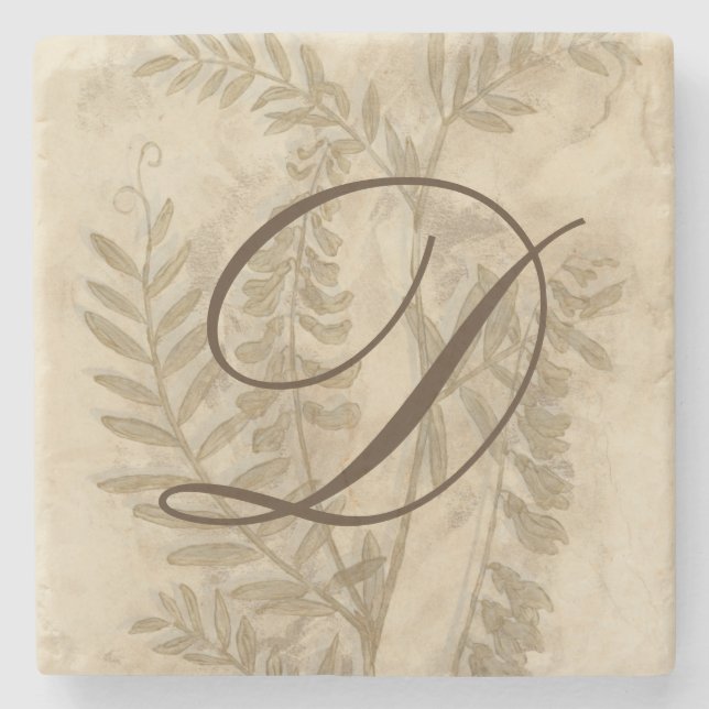 Monogrammm | Gilded Foliage I Steinuntersetzer (Vorderseite)