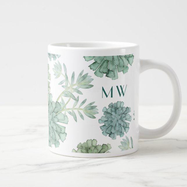 Monogrammm | Glück der Pflanze | Muster Jumbo-Tasse (Rechts)