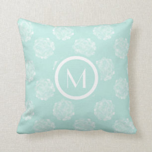 Monogrammm   Glück der Pflanze   Pastel Succulent  Kissen