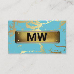 Monogrammm Gold Backing Aquamariner Goldmarmor Visitenkarte