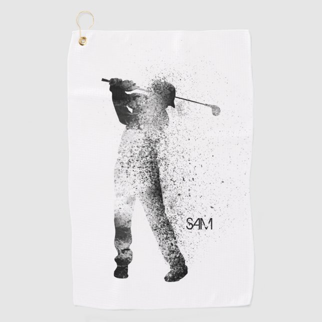 Monogrammm. Golfer Silhouette Swing. Golfhandtuch (Vorderseite)